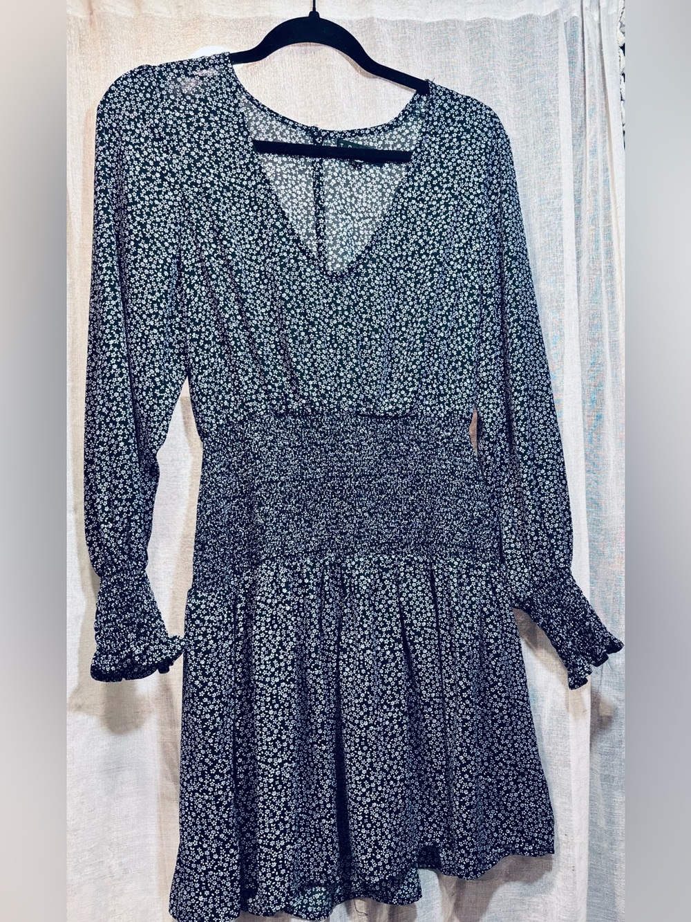 Trixxi Black Floral Smocked-Waist Midi Dress